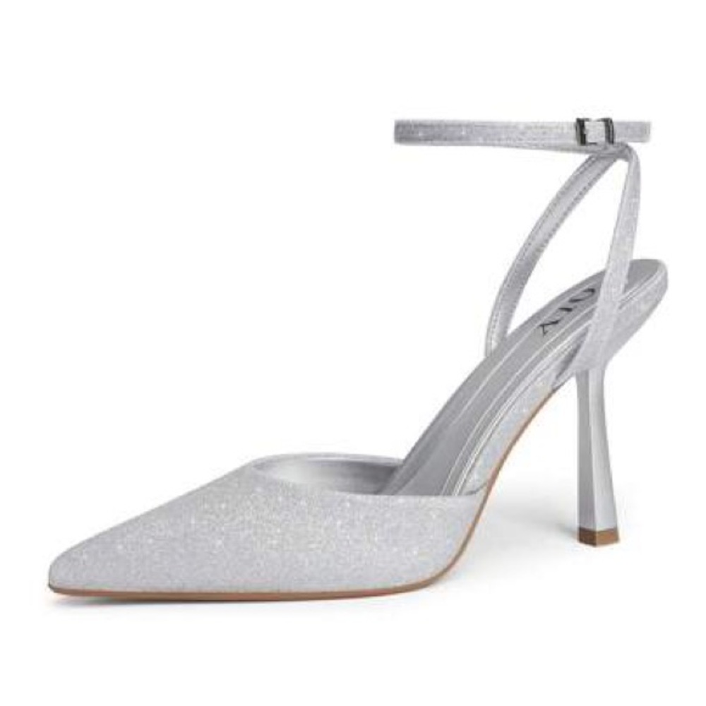 QIY STILETTO SILVER WEDDING HEELS